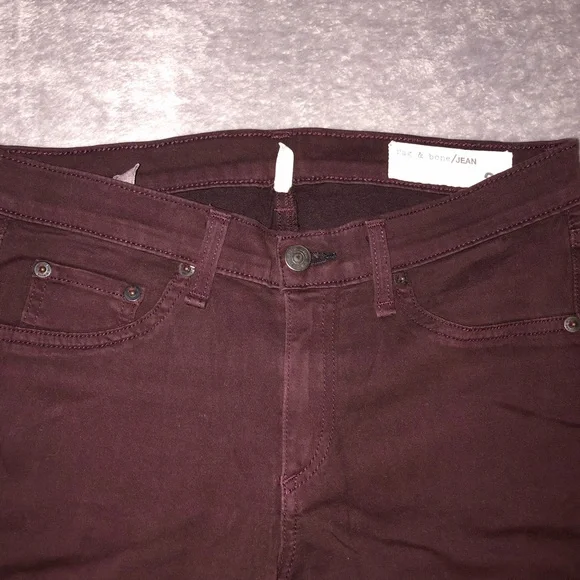 rag & bone Women's Mulberry/ Burgundy Skinny Jeans - Picture 3 of 15